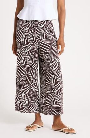 Adrianna Papell Wide Leg Pull-On Pants in Chocolate Patchwork Stripe at Nordstrom Rack, Size X-Small