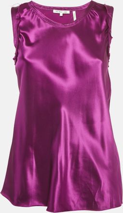 Helmut Lang Ultra Violet Satin Raw Detail Sleeveless Top