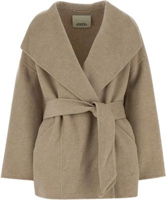 Isabel Marant Ceaton Jas - Dames - Jas met riem - Beige - S - Wol - Jassen