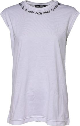 Dolce & Gabbana Anchor Graphic Short Sleeve Tee - Dames - Tops zonder mouwen - Wit - 2XS - Katoen - Tops