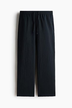 H&M Relaxed Fit Textured Trousers in Black at Nordstrom, Size Xx-Large