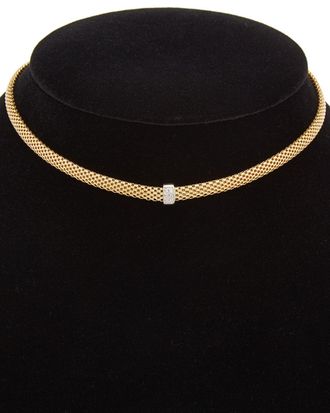 Meshmerise 18K Over Sterling Silver Diamond Choker Mesh Necklace