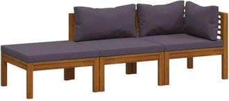 vidaXL Muebles De Jard&iacute;n 3 Pzas Cojines Madera Maciza De Acacia Vidaxl