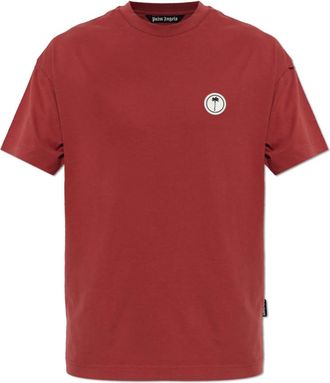 Palm Angels T-shirt met logopatch - Heren - T-shirts - Rood - M - Katoen - Tops