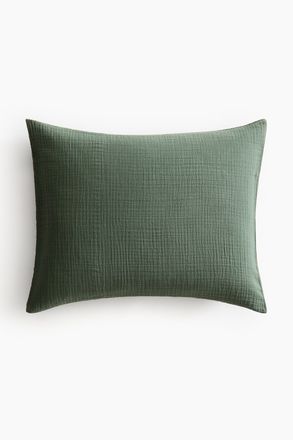 H&M Kopfkissenbezug aus Baumwollmusselin - Dunkelgr&uuml;n