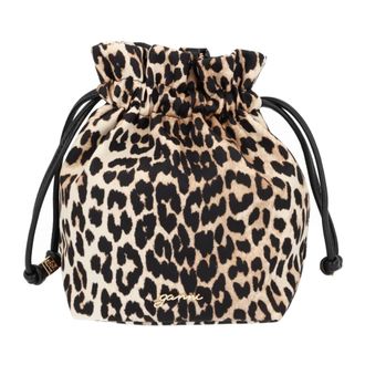 Ganni Printed Nylon Pouch - female - Ganni - Bucket Bags - Brown - ONE SIZE - Bags