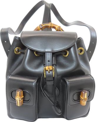 Gucci Black Leather Backpack (Pre-Owned)