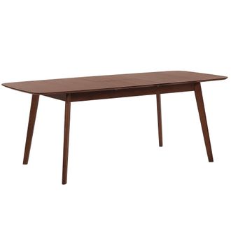 Beliani Beliani - Mesa De Comedor Y Cocina Extensible Chapada En Nogal Oscuro 120/150 X 75 Cm Madox