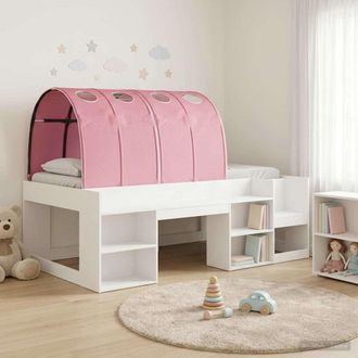 vidaXL Vidaxl Letto Con Tunnel 3 Pz Bianco E Rosa Legno Ingegnerizzato