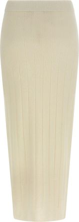Max Mara Womens White Cashmere Midi Skirt