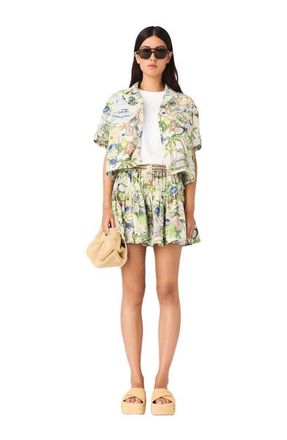 Maje Patterned cropped shirt in Postcard Print at Nordstrom, Size X-Small