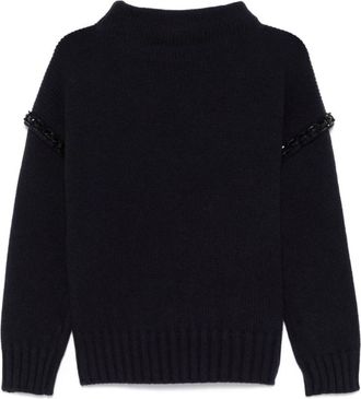 Max Mara Virgin Wool Chunky Turtleneck - Dames - Coltruien - Zwart - M - Wol - Truien & Vesten