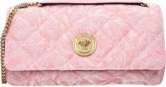 Versace Roze Stoffen Schoudertas met Voor Detail - Dames - Schoudertassen - Roze - ONE Size - Tassen