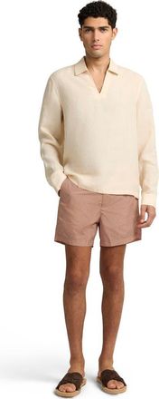 Onia Linen Long Sleeve Popover Shirt in Natural at Nordstrom, Size X-Large