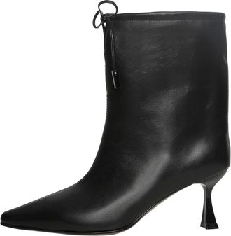 Cesare Gaspari Schoenen, Dames, Zwart, 39 EU, Leer, Puntige Neus Kitten Hak Enkellaarsjes