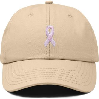 Dalix Pink Ribbon Dad Cap in Khaki at Nordstrom