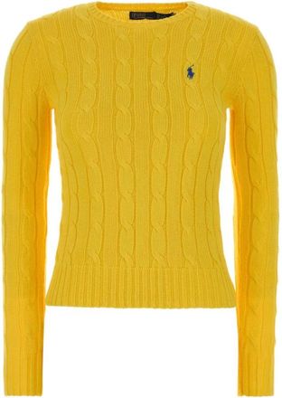 Polo Ralph Lauren Pullover van katoen met kabelssteek en ronde hals - Dames - Ronde hals truien - Geel - S - Katoen - Truien & Vesten