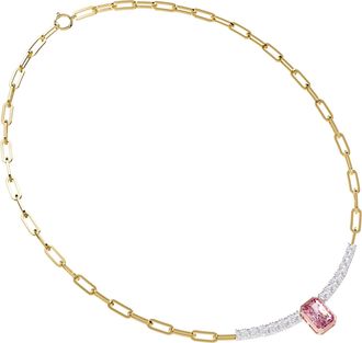 Diamond2Deal 18k Vermeil Plated 4.5 Ct Radiant Cut Pink & White Lab Grown Diamond Pendant Necklace 18 VVS2