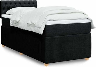vidaXL Cama Box Spring Con Colch&oacute;n Tela Negro 90x190 Cm Vidaxl