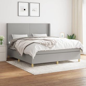 vidaXL Cama Box Spring Con Colch&oacute;n Tela Gris Claro 180x200 Cm Vidaxl
