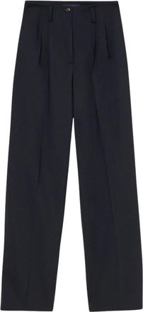 Brooks Brothers Wollen stretchplooibroek - Dames - Straight fit broeken - Blauw - XS - Wol - Broeken