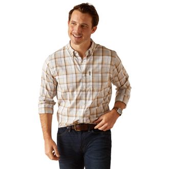 Ariat Mens Two24 Napa Shirt Long Sleeve in Tan Check, Size 2X-Large, by Ariat