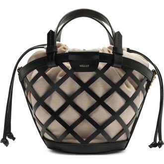 Arezzo Small Petra Leather Bucket Bag in Preto/Natural at Nordstrom