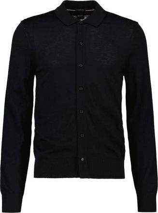 HUGO BOSS Helbert Cardigan - Heren - Vesten - Zwart - L - Wol - Truien & Vesten