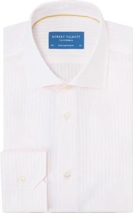 Robert Talbott Reynolds Dobby Stripe Contemporary Fit Shirt in Pale Pink at Nordstrom, Size 16.5