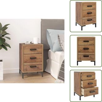 vidaXL The Living Store Comodino Marrone 40x30x55 cm Legno Massello di Pino Riciclato - Comodino in legno