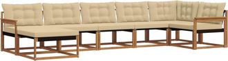 vidaXL Conjunto De Sof&aacute;s De Exterior 7 Uds. Natural Y Beige Vidaxl