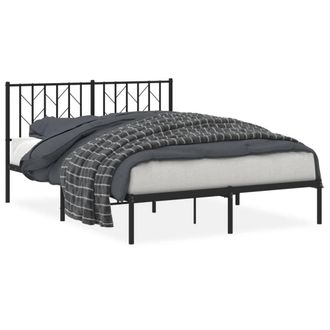 Berkfield Home Metal Bed Frame without Mattress with Headboard Black 140x190cm | Size: 140x190 cm