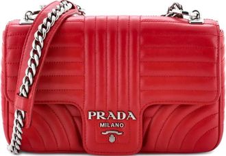 Prada Chain Flap Shoulder Bag Diagramme Quilted Leather Medium crossbody bag - Rood