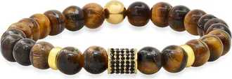 Steeltime Mens Agate Beaded Bracelet in Brown at Nordstrom Rack