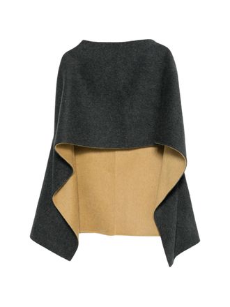 Alberta Ferretti Grey Two-Tone Felted Asymmetric Draped Wool Scarf