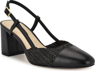 Nine West Unda Slingback Cap Toe Pump in Black at Nordstrom, Size 6.5