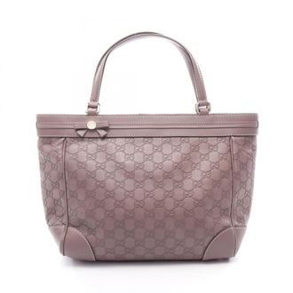 Gucci Purple Leather Handbag Tote Bag (Pre-Owned)