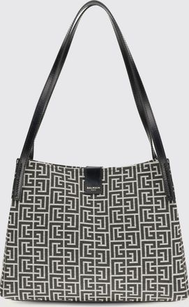 Balmain Borsa Release in jacquard e pelle di vitello Balmain