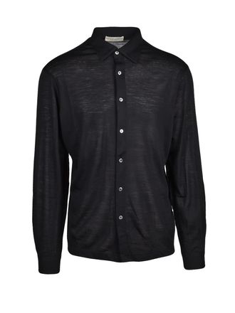 FILIPPO DE LAURENTIIS Black Extrafine Merino Wool Long-Sleeve Shirt