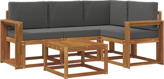 vidaXL Conjunto De Sof&aacute;s De Exterior 5 Uds. Natural Y Antracita Vidaxl