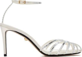 Alevì 80 mm stiletto sandalen verfraaid met kristallen - Wit