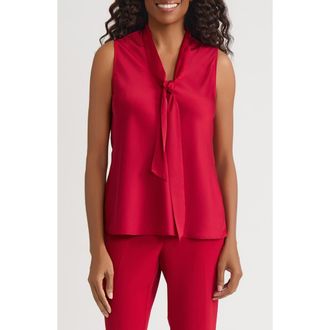 Kasper Bow Detail Sleeveless Satin Top in Fire Red at Nordstrom, Size X-Large