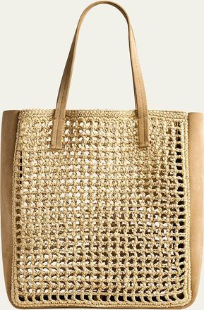 Khaite Zoe Raffia and Suede Tote Bag