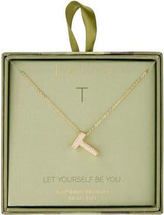 Leith Pavé Cubic Zirconia Initial Pendant Necklace in T- Clear- Gold at Nordstrom Rack
