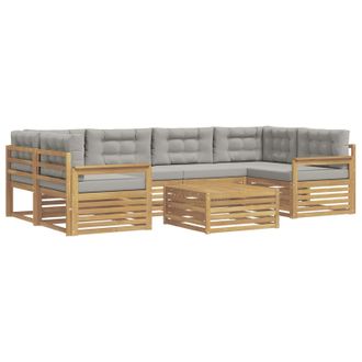 vidaXL Set Di Divani Da Esterno 7 Pz 6-posti Bianco E Grigio Chiaro Vidaxl