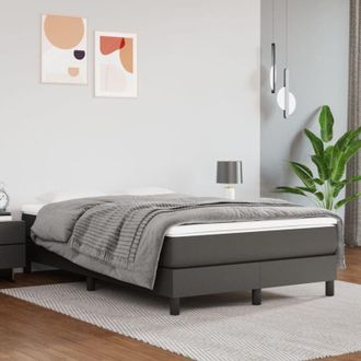vidaXL Vidaxl - Cama Box Spring Con Colch&oacute;n Cuero Sint&eacute;tico Gris 120x200 Cm