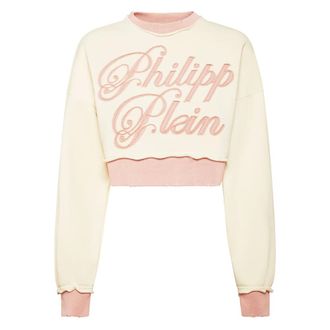 Philipp Plein Dames, Sweatshirts & Hoodies, Beige, Maat: S Katoen
