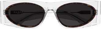 Alaia Aa0085s Angular Transparent Acetate Sunglasses with Tortoiseshell Detail