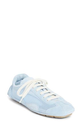 Prada Mixed Media Low Top Sneaker in Blue at Nordstrom, Size 10.5Us