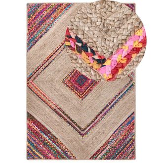 Beliani Area Rug Multicolour Jute 160 x 230 cm Rectangular with Pattern Living Room Bedroom RAIGAD